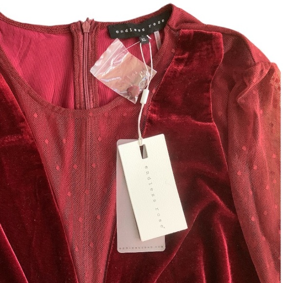 Endless Rose (Vici) Saint Clara Burgundy Red Velvet Dress SZ XL Cocktail Formal - Picture 5 of 8